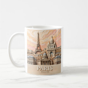 Paris Frankrike Europa Modern Pastell Texturerad R Kaffemugg