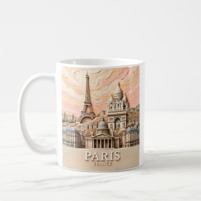Paris Frankrike Europa Modern Pastell Texturerad R Kaffemugg (Vänster)