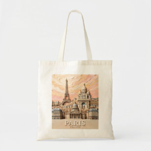 Paris Frankrike Europa Modern Pastell Texturerad R Tygkasse