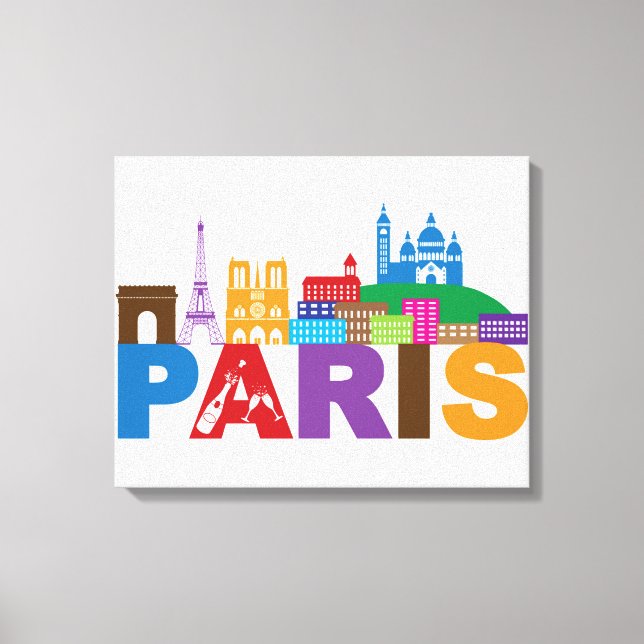 Paris, Frankrike | Färggrafi Canvastryck (Framsida)