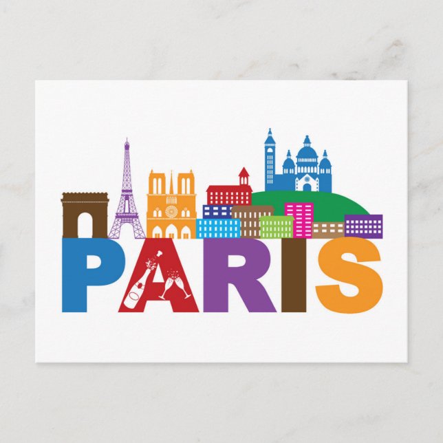 Paris, Frankrike | Färggrafi Vykort (Framsida)