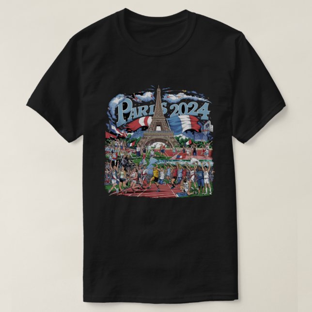 Paris Frankrike Flagga Eiffel Torn Fransk Souvenir T Shirt (Design framsida)