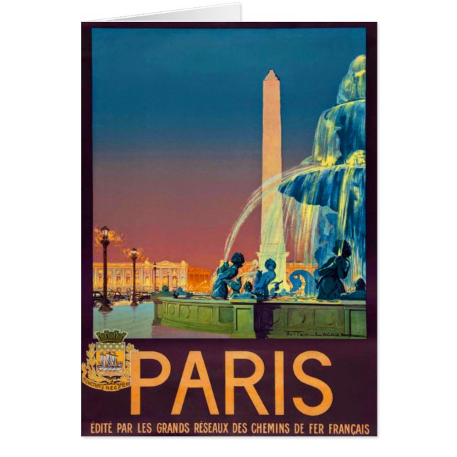 Paris Frankrike Fontän Obelisk Hälsningskort (Framsidan)