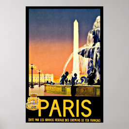 Paris Frankrike Fontän Vintage resor Poster