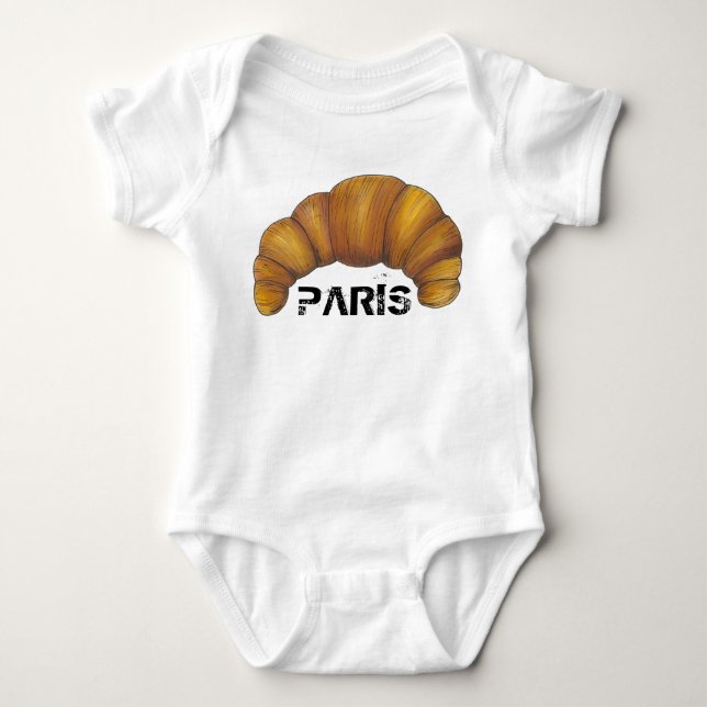 Paris Frankrike Fransk Croissant Pastry Bakery Foo T Shirt (Framsida)