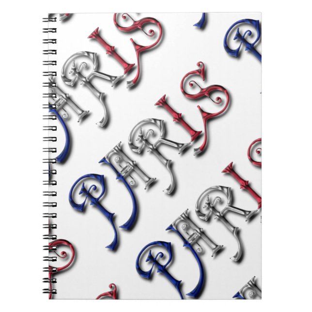 Paris Frankrike Fransk Flagga Färg Typografi Anteckningsbok Med Spiral (Framsidan)