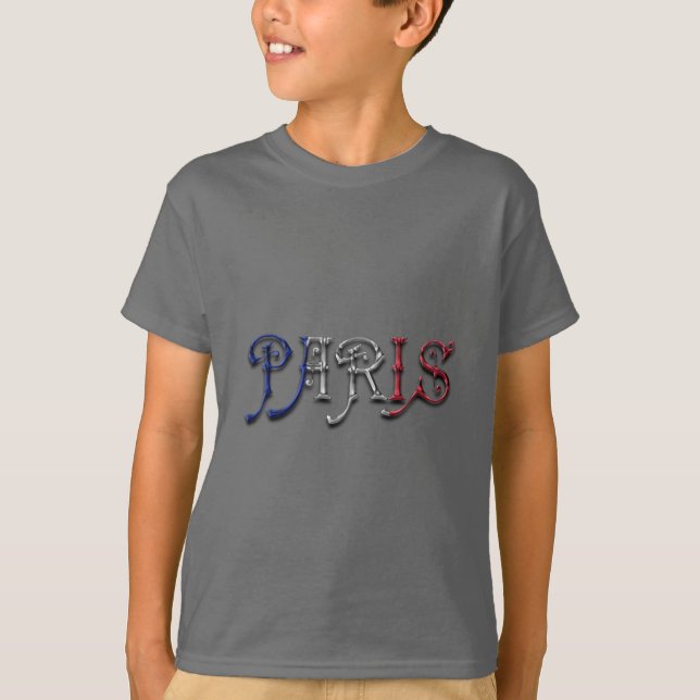 Paris Frankrike Fransk Flagga Färg Typografi Tröja (Framsida)