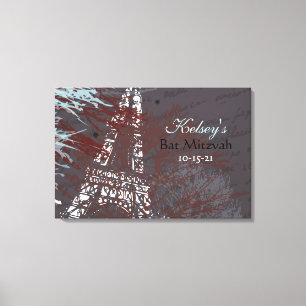 PARIS FRANKRIKE FRANSK Pub Bat mitzvah Sign-In Boa Canvastryck