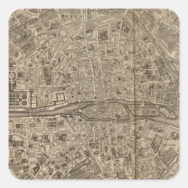 Paris Frankrike Fyrkantigt Klistermärke (Framsida)