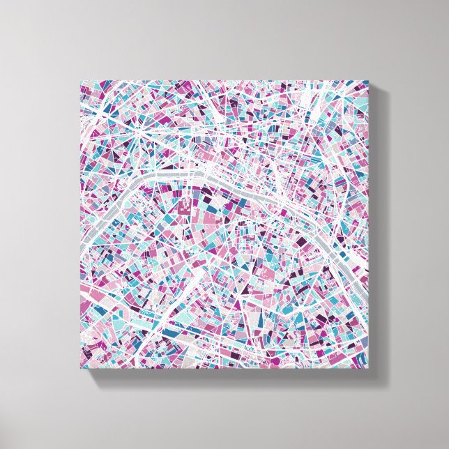 Paris Frankrike Karta Canvastryck (Framsida)