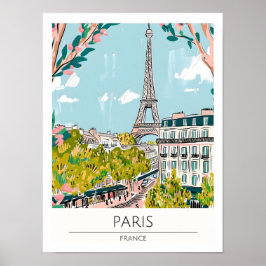 Paris Frankrike Konst Illustration Resa Poster