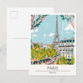 Paris Frankrike Konst Illustration Resa Vykort