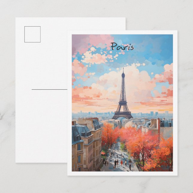 Paris Frankrike Konst Resor  Vykort (Fram/baksida)