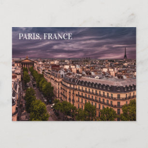 Paris Frankrike Kväll Siluett Eiffeltornet Foto Vykort
