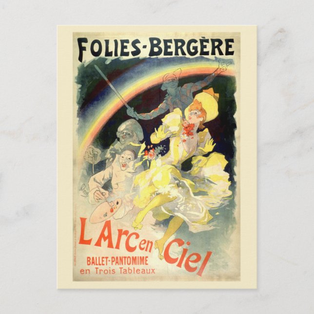 Paris Frankrike L’Arc-en-Ciel Retro Whimsical Vykort (Framsida)