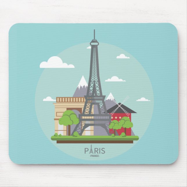 Paris Frankrike Landmärken Eiffel Tower Musmattor (Framsidan)