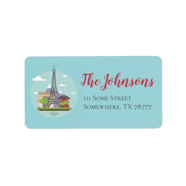 Paris Frankrike Landmarks Eiffel Torn Adressetiket Adressetikett (Framsidan)