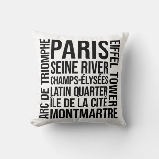 Paris, Frankrike Landmarks Typography Ord Art Kudde