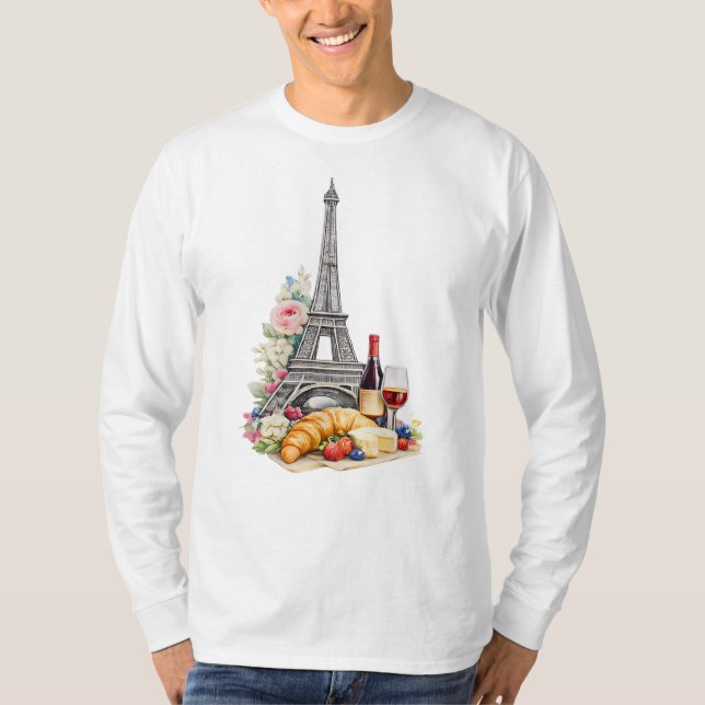 Paris Frankrike Långärmad T-Shirt (Framsida)