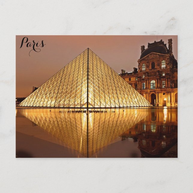 Paris Frankrike Louvre Museum Pyramid Photo Vykort (Framsida)