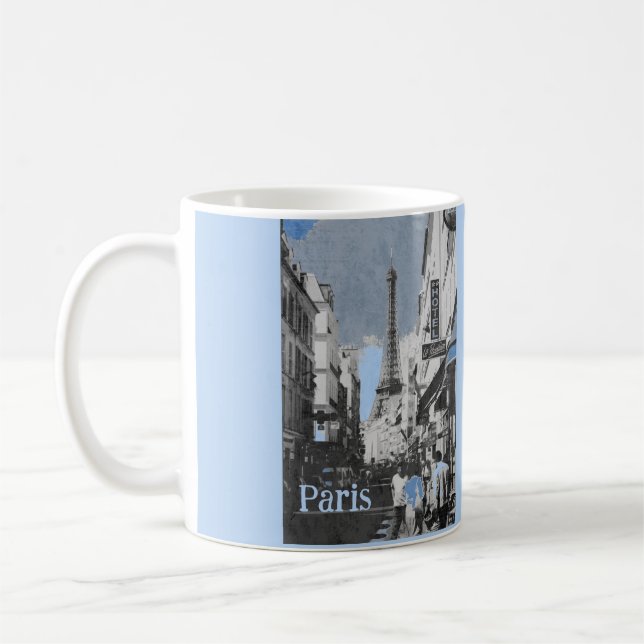 Paris, Frankrike, med blått tips Kaffemugg (Vänster)
