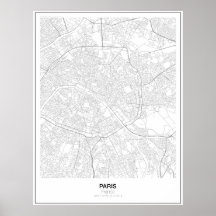 Paris, Frankrike Minimalist Karta Poster (Stil 2)