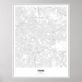 Paris, Frankrike Minimalist Karta Poster (Stil 2)