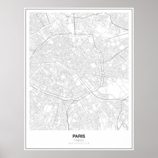 Paris, Frankrike Minimalist Karta Poster (Stil 2)