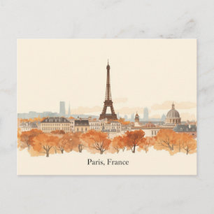 Paris, Frankrike Minimalistisk Boho Resa Vykort