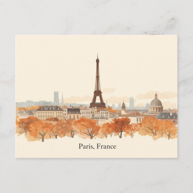 Paris, Frankrike Minimalistisk Boho Resa  Vykort (Framsida)