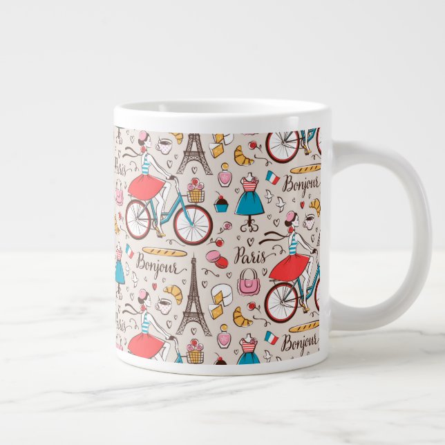 Paris Frankrike Mönster Jumbo Mugg (Höger)