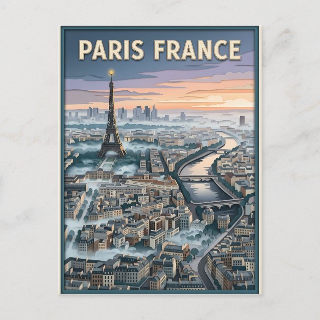 Paris Frankrike Pappersklipp Konst  Vykort (Framsida)