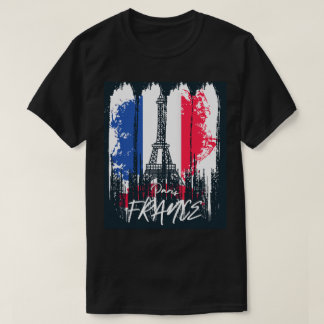 Paris Frankrike Penseldrag Eiffeltorn Design T Shirt