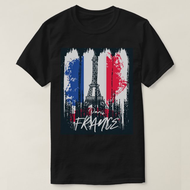 Paris Frankrike Penseldrag Eiffeltorn Design  T Shirt (Design framsida)