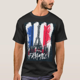 Paris Frankrike Penseldrag Eiffeltorn Design T Shirt