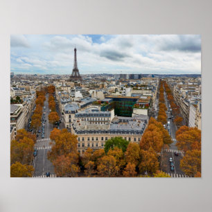 Paris Frankrike Resa Eiffeltornet Gyllene Höst Poster