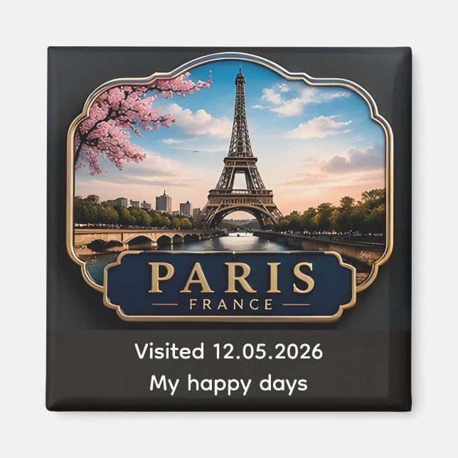 🧲 Paris Frankrike Resa Minne Souvenir 🗼 Magnet (Framsidan)