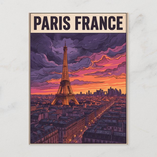 Paris Frankrike Resa  Vykort (Framsida)