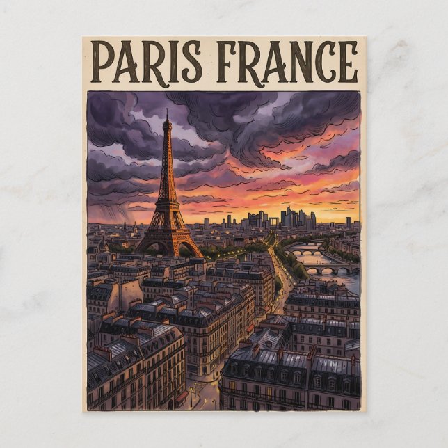 Paris Frankrike Resa  Vykort (Framsida)