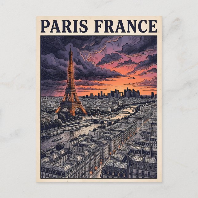 Paris Frankrike Resa  Vykort (Framsida)