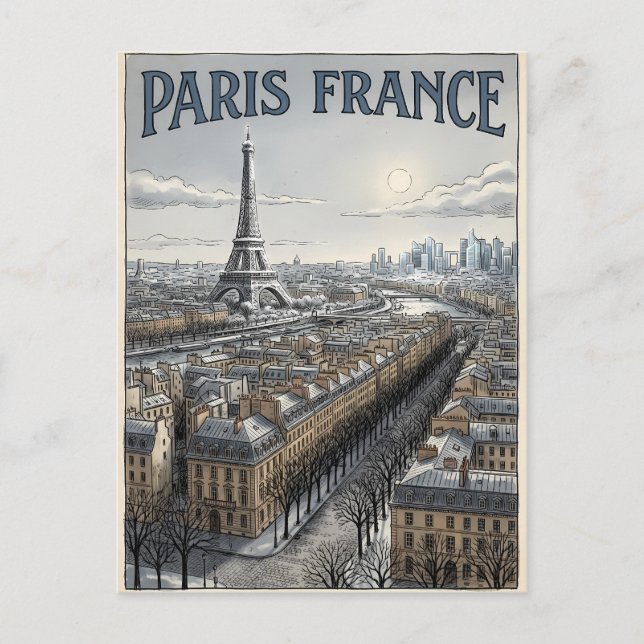 Paris Frankrike Resa  Vykort (Framsida)