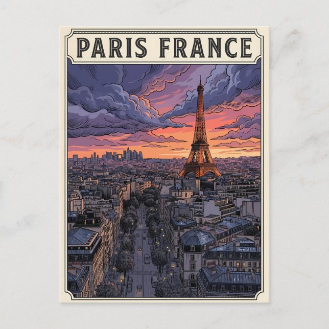 Paris Frankrike Resa  Vykort (Framsida)