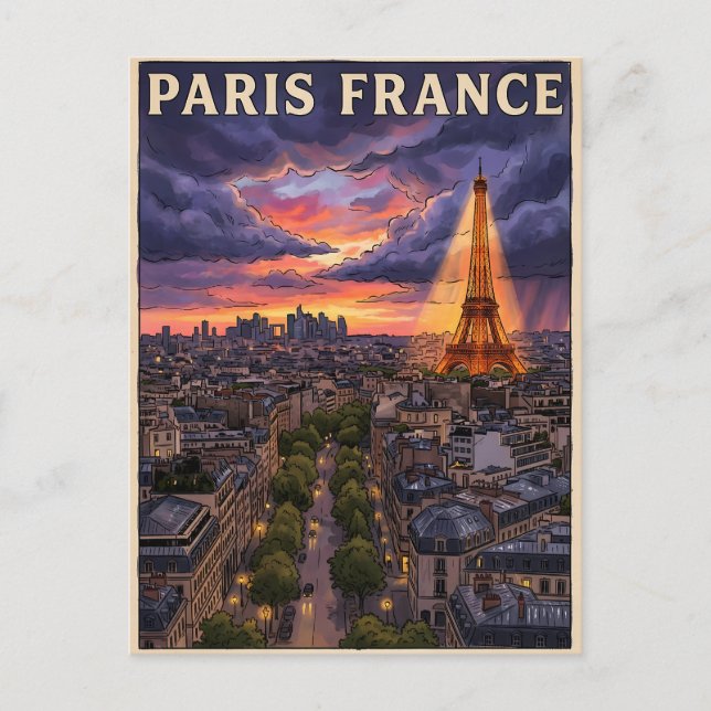 Paris Frankrike Resa  Vykort (Framsida)