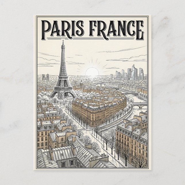 Paris Frankrike Resa  Vykort (Framsida)