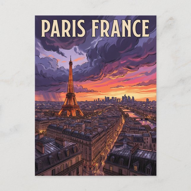 Paris Frankrike Resa  Vykort (Framsida)