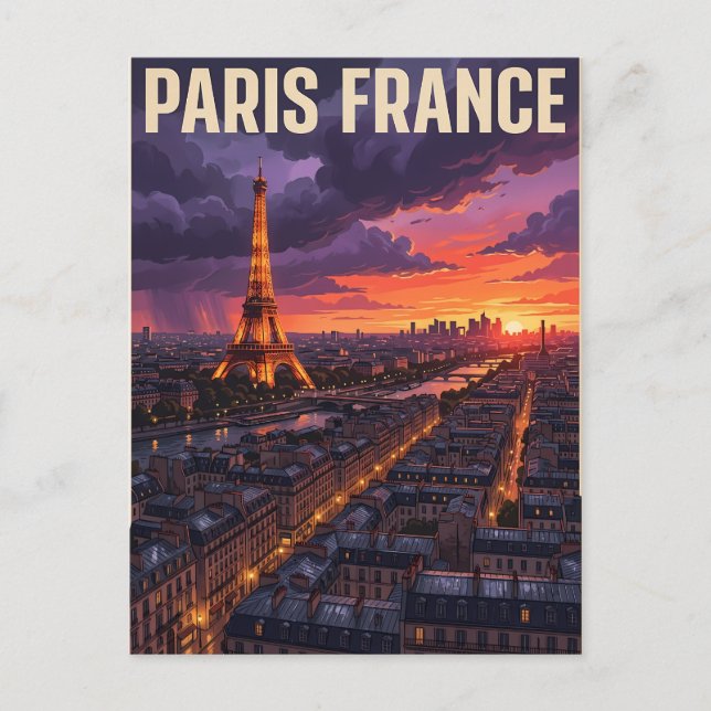 Paris Frankrike Resa  Vykort (Framsida)