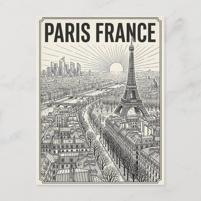 Paris Frankrike Resa  Vykort (Framsida)