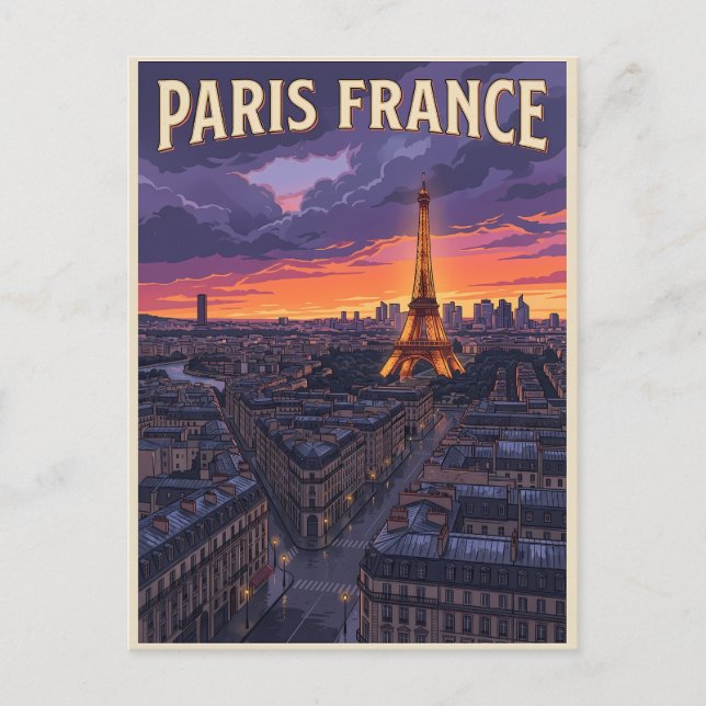 Paris Frankrike Resa  Vykort (Framsida)