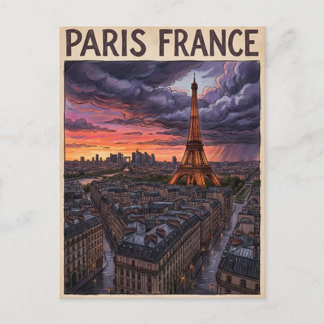 Paris Frankrike Resa  Vykort (Framsida)