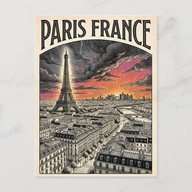 Paris Frankrike Resa  Vykort (Framsida)
